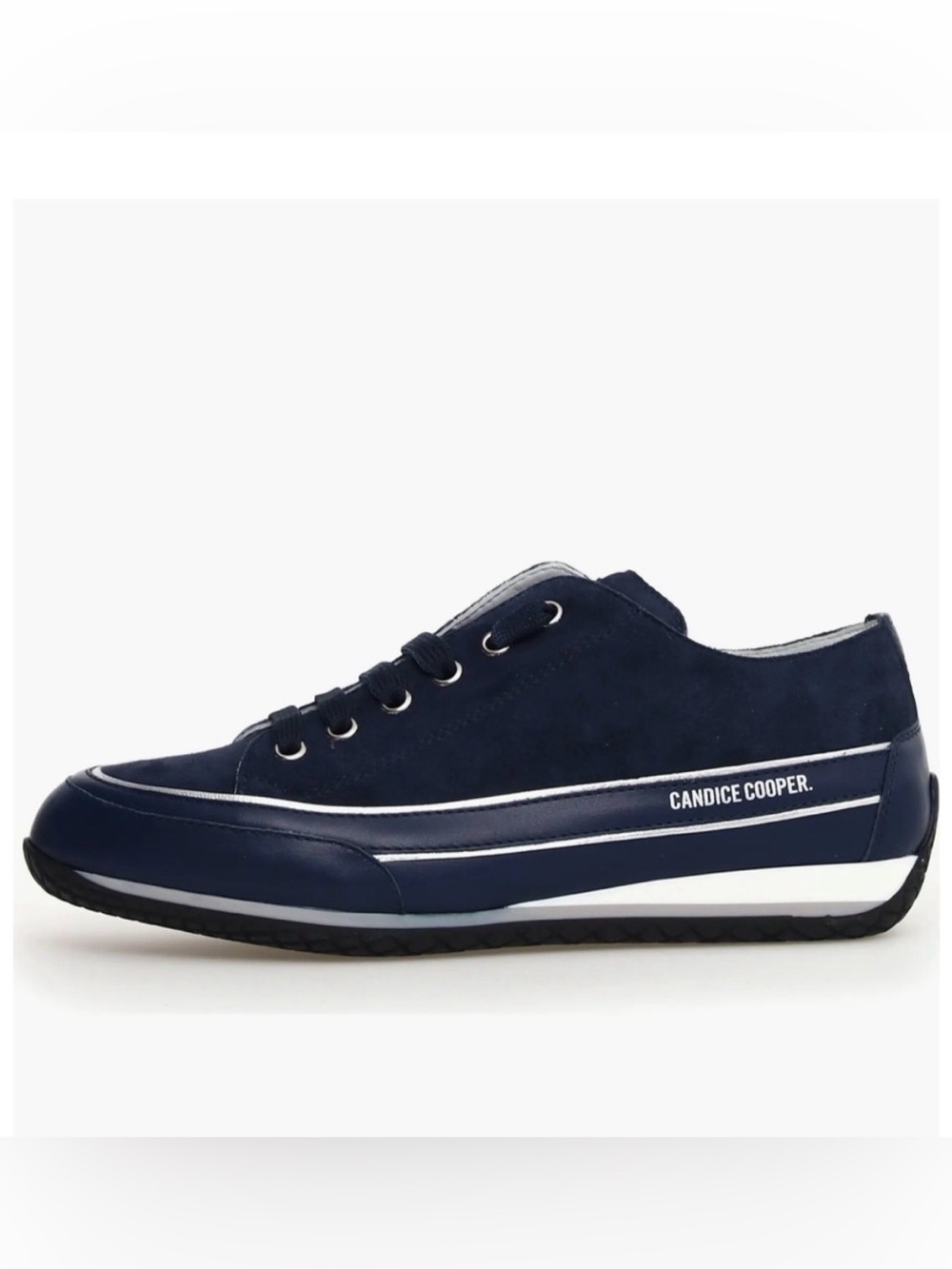 NWT Candice Cooper Janis Strip Sneaker in Navy